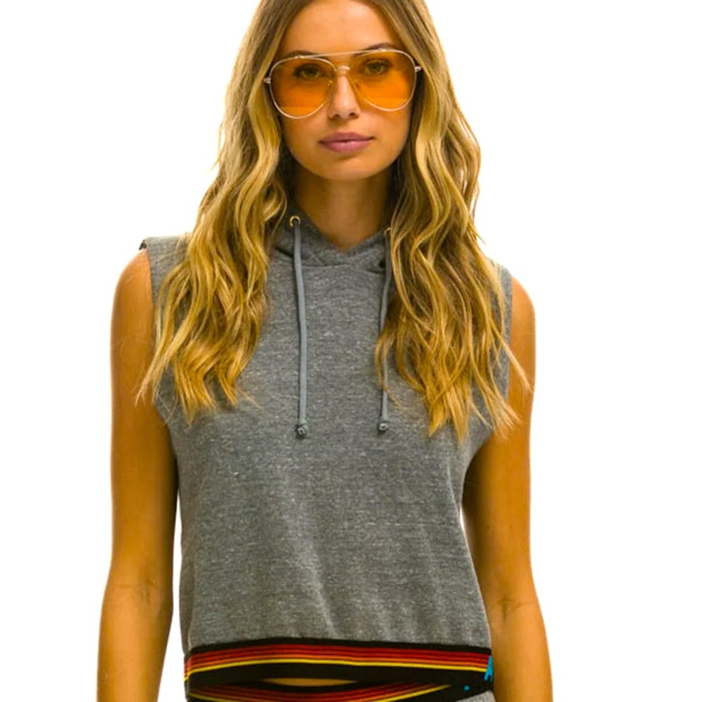 Gray Sleeveless Hoodie Top